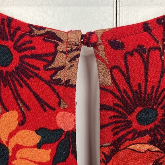 Free People Womens Dress XS Red Orange Sleeveless Pullover Flare Skirt Vibrant - Picture 7 of 12